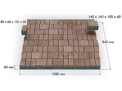 Тротуарная плитка ФАРБШТАЙН «Ностальжи Мультиформат 2» h60 мм